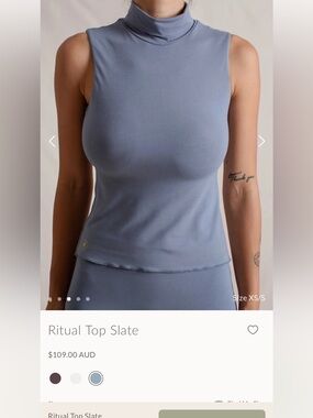 Indigo Luna Ritual Top Slate x hitomi XS/S mock neck plant viscose